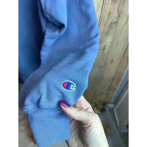 Champion Hoodie Washed Out Dusty Blue Color Size L - Picture 2 of 7